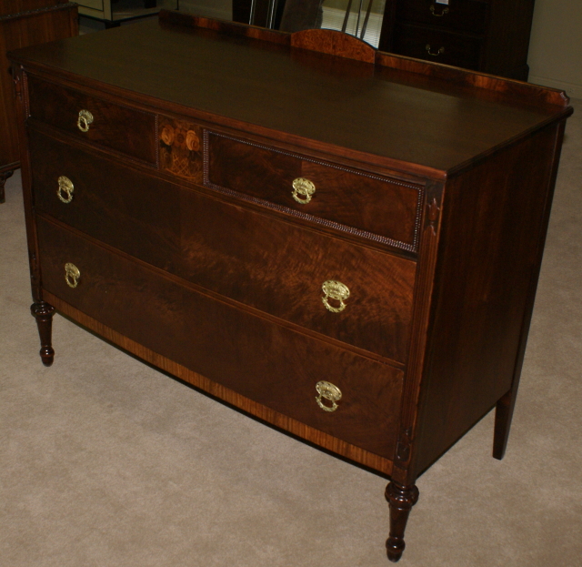 Berkey and Gay walnut inlaid antique dresser